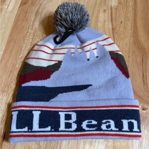 L.L.Bean Lavendar Katahdin Pom Mountain Graphic Beanie Hat. NWT OSFA